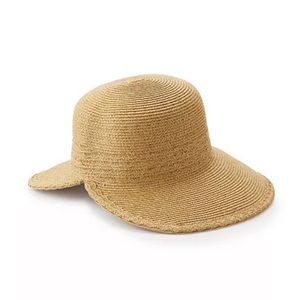 NINE WEST NWOT paper straw brimless beach hat women’s Heather tan 3.5 flap O/S